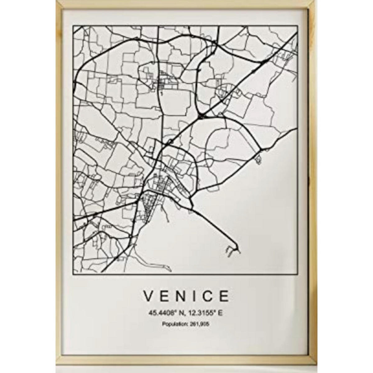 POSTER Venedig Minimalistische Stadtplanen A3 Rahmenlos - Klar, Papier (29.7/5/42cm) - Nacnic