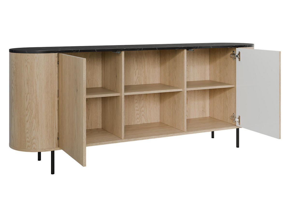 KOMMODE Lygrint 180 2D - Eichefarben/Schwarz, Holzwerkstoff/Metall (184/75/40cm) - MIRJAN24