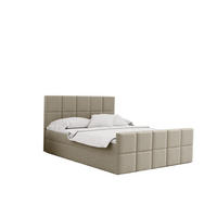 BOXBETT mit Bettkasten und Matratze Topper HANA Stoff Matt Velvet Beige 120x200 cm H3-Bonell - Beige, Holz/Textil (120/200cm) - Kaiser Möbel