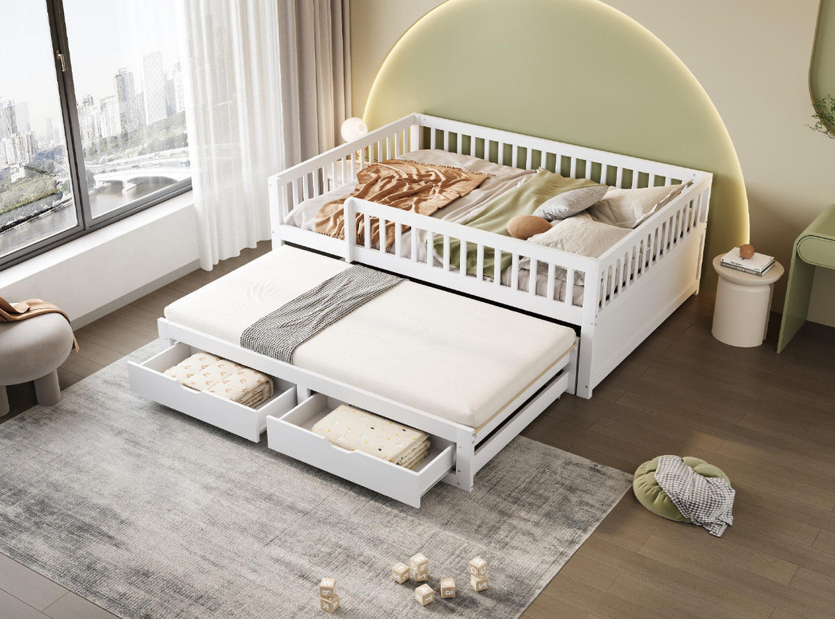 BETT 140/200 cm Weiß aus Massivholz mit Bett - Weiß, Holz (140/200cm) - OKMYHOME