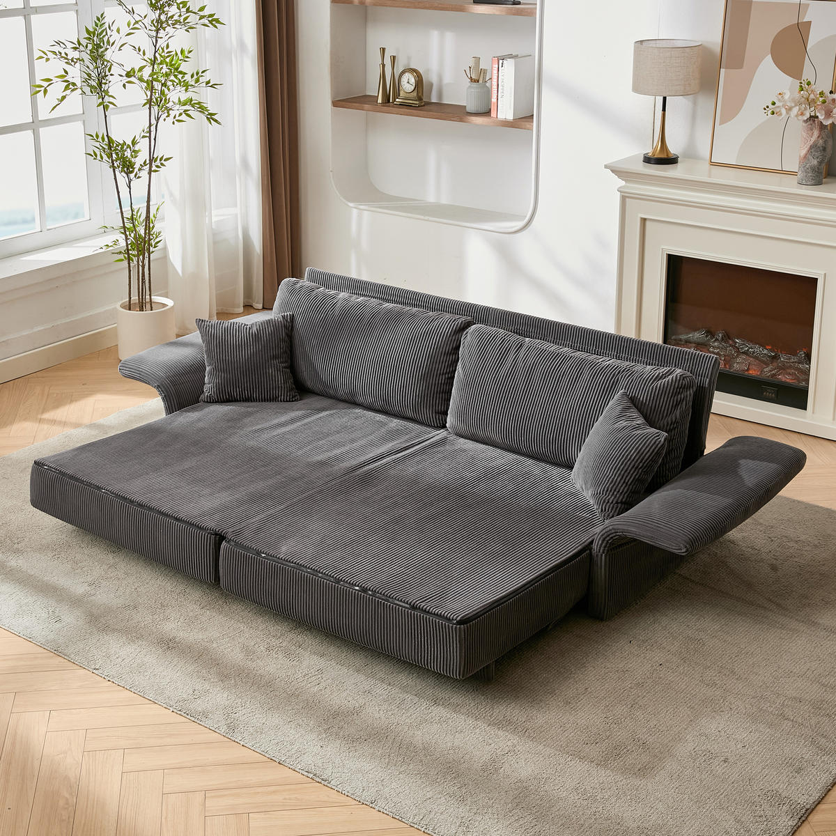 SCHLAFSOFA DE-35218 multifunktional umwandelbar Grau - Grau, Textil (88/84/182cm) - ComfortXL