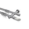 GARDINENSTANGEN-SET Platon Verano 360 cm (geteilt in 2 x 180 cm), 2-läufig, 20 mm Ø Chrom - Chromfarben/Weiß, Metall (360cm) - INTERDECO