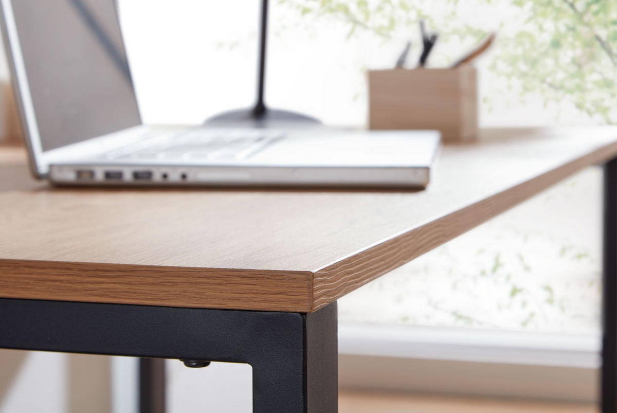 SCHREIBTISCH – Eiche, 120x60x76 cm, Metallbeine, robust & vielseitig - Schwarz/Braun, Holz/Metall (60/120/76cm) - KADIMA DESIGN