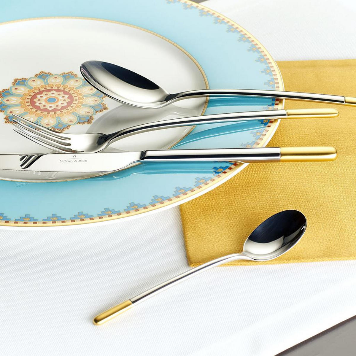 TAFELBESTECK Ella silber-gold 30er Set - Silberfarben/Goldfarben, Metall - Villeroy & Boch