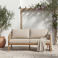 LOUNGESOFA - Akazie massiv / Webstoff - Akazie Braun / Beige - Beige, Holz/Textil (152/69/80cm) - home24