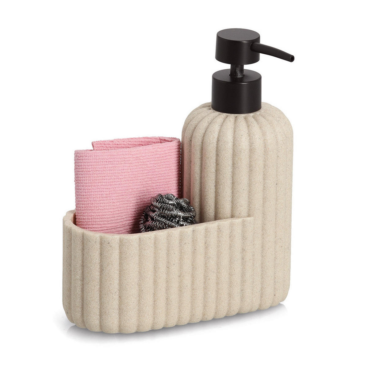 SPÜLBECKEN-ORGANIZER Spülmittelspender 380 ml 17/8/19 cm - Beige, Kunststoff (8/19/17cm) - ZELLER