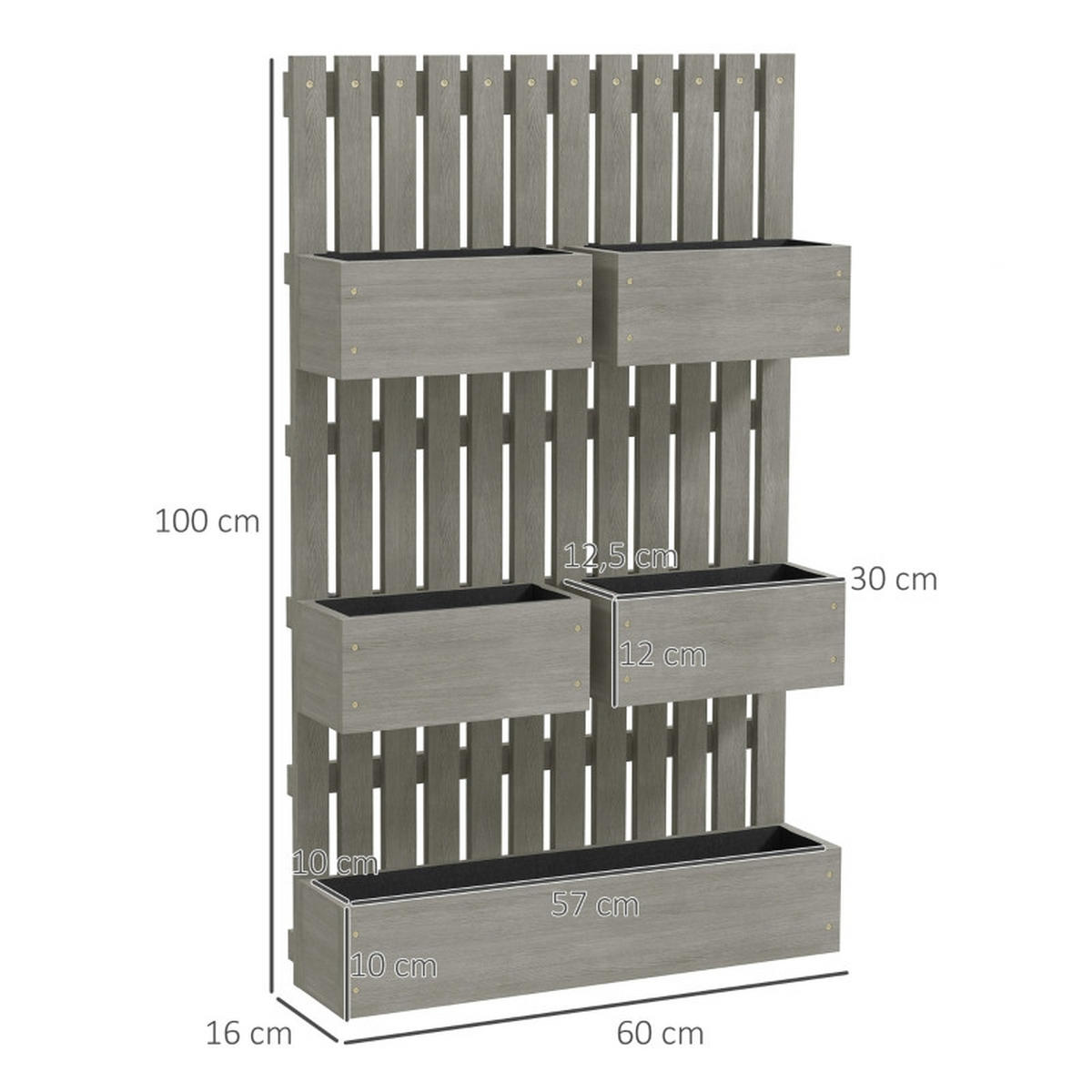 HOCHBEET Holz mit verstellbarem Rankgitter Grau - Grau, Holz (16/16/60cm) - ComfortXL