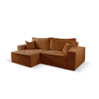 ECKSOFA Bohoo Mit Schlaffunktion Ziegel Links - Kupferfarben, Holz (140/248cm) - Kaiser Möbel