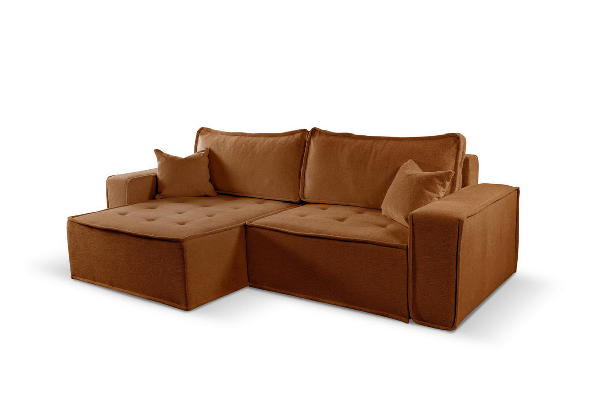 ECKSOFA Bohoo Mit Schlaffunktion Ziegel Links - Kupferfarben, Holz (140/248cm) - Kaiser Möbel