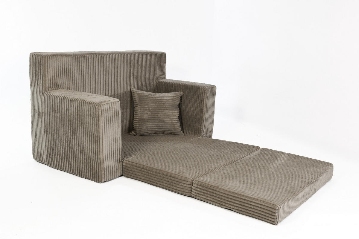 KINDERSOFA aus Kuschel-Cord in Braun - Braun, Textil (83/47/43cm) - Fortisline