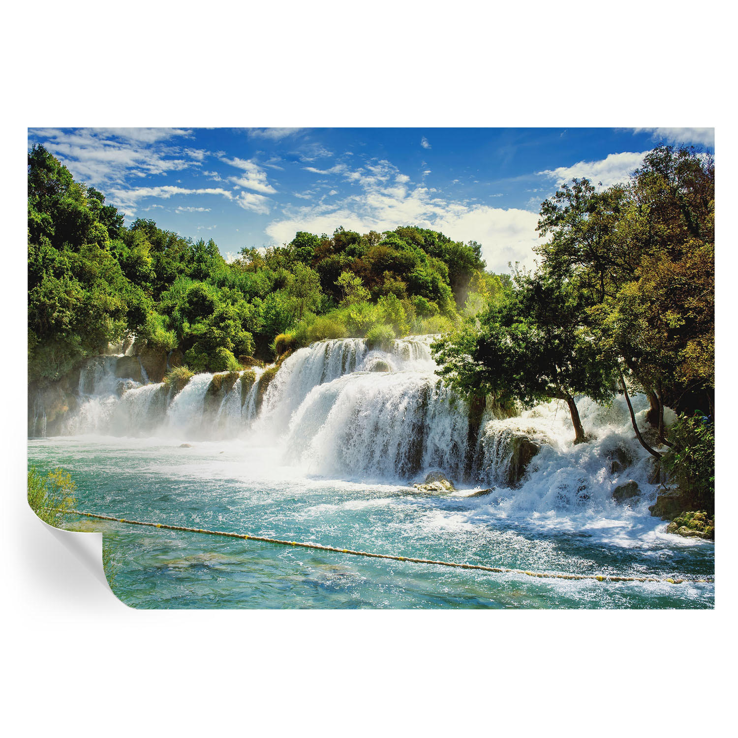 FOTOTAPETE 208x146 cm - Ein atemberaubender Wasserfall - Grün, Textil (208/146cm) - Wallfluent