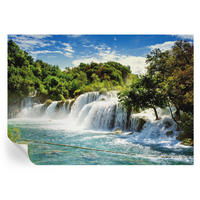 FOTOTAPETE 208x146 cm - Ein atemberaubender Wasserfall - Grün, Textil (208/146cm) - Wallfluent