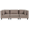 3-SITZER-SOFA Leinenoptik braun Unstad - Schwarz/Braun, Textil (228/72/76cm) - Beliani