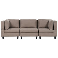 3-SITZER-SOFA Leinenoptik braun Unstad - Schwarz/Braun, Textil (228/72/76cm) - Beliani