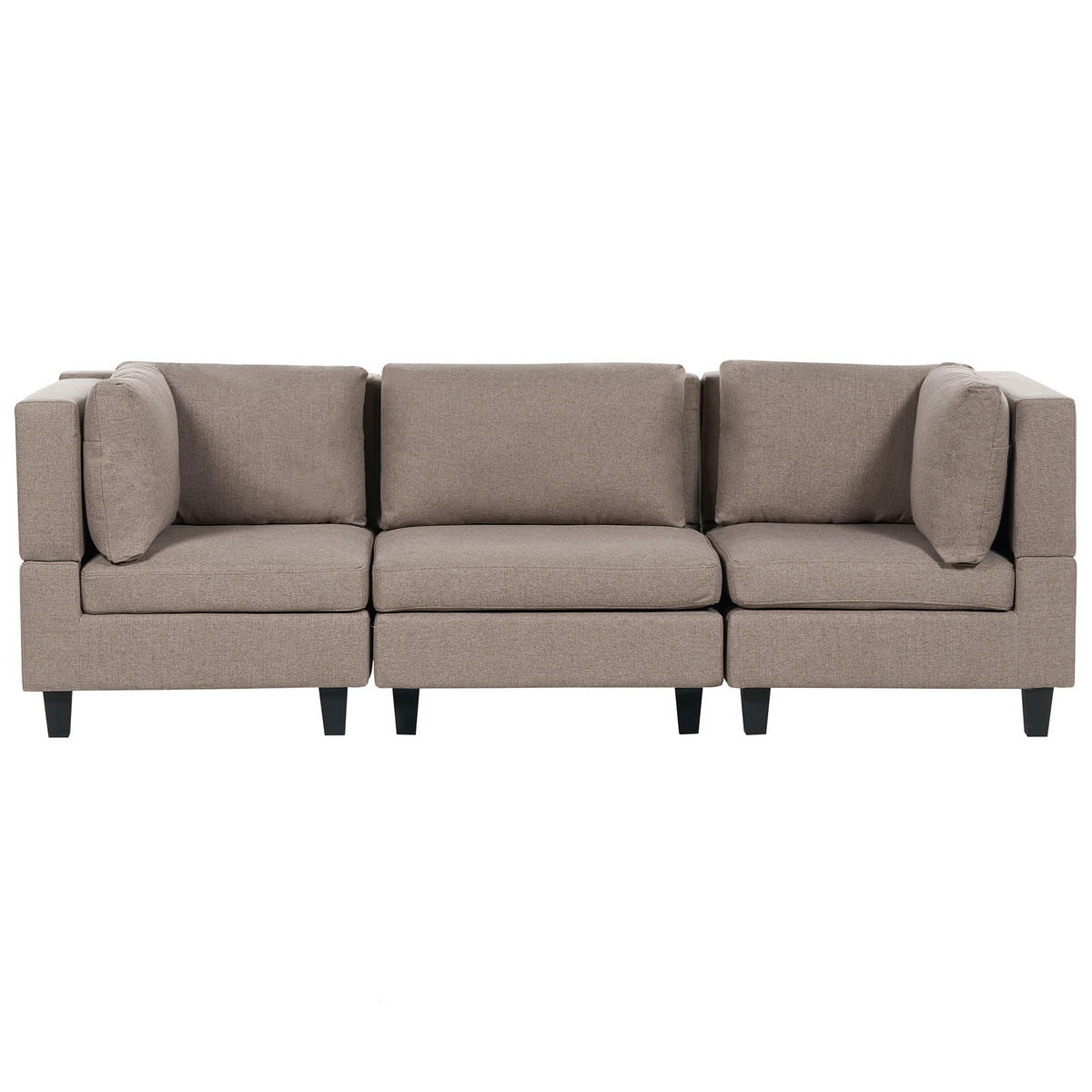 3-SITZER-SOFA Leinenoptik braun Unstad - Schwarz/Braun, Textil (228/72/76cm) - Beliani
