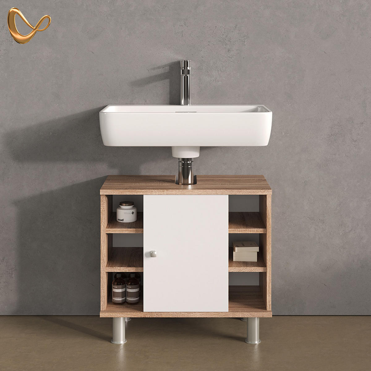 WASCHBECKENUNTERSCHRANK Fucino Sonoma 60 x 54 cm - Sonoma Eiche, Holzwerkstoff (60/54/32cm) - Livinity®
