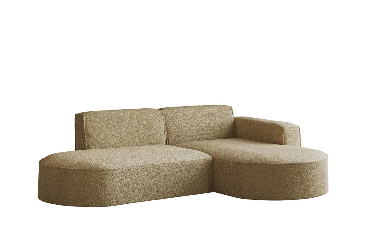 ECKSOFA Modena Studio, Stoff Quelle, Hellbraun Rechts - Hellbraun, Holz (236/165cm) - Kaiser Möbel