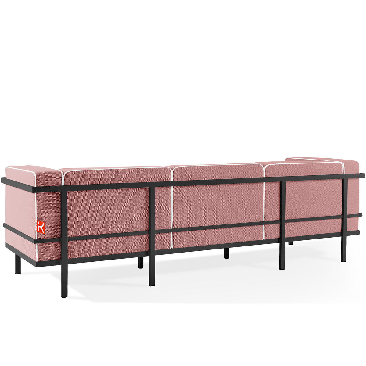 GARTENSOFA TRIGLO 3-Personen, Stahlrahmen, Modern, Dunkelgrau - Dunkelgrau/Rot, Textil/Metall (229/70/69cm) - KONSIMO®