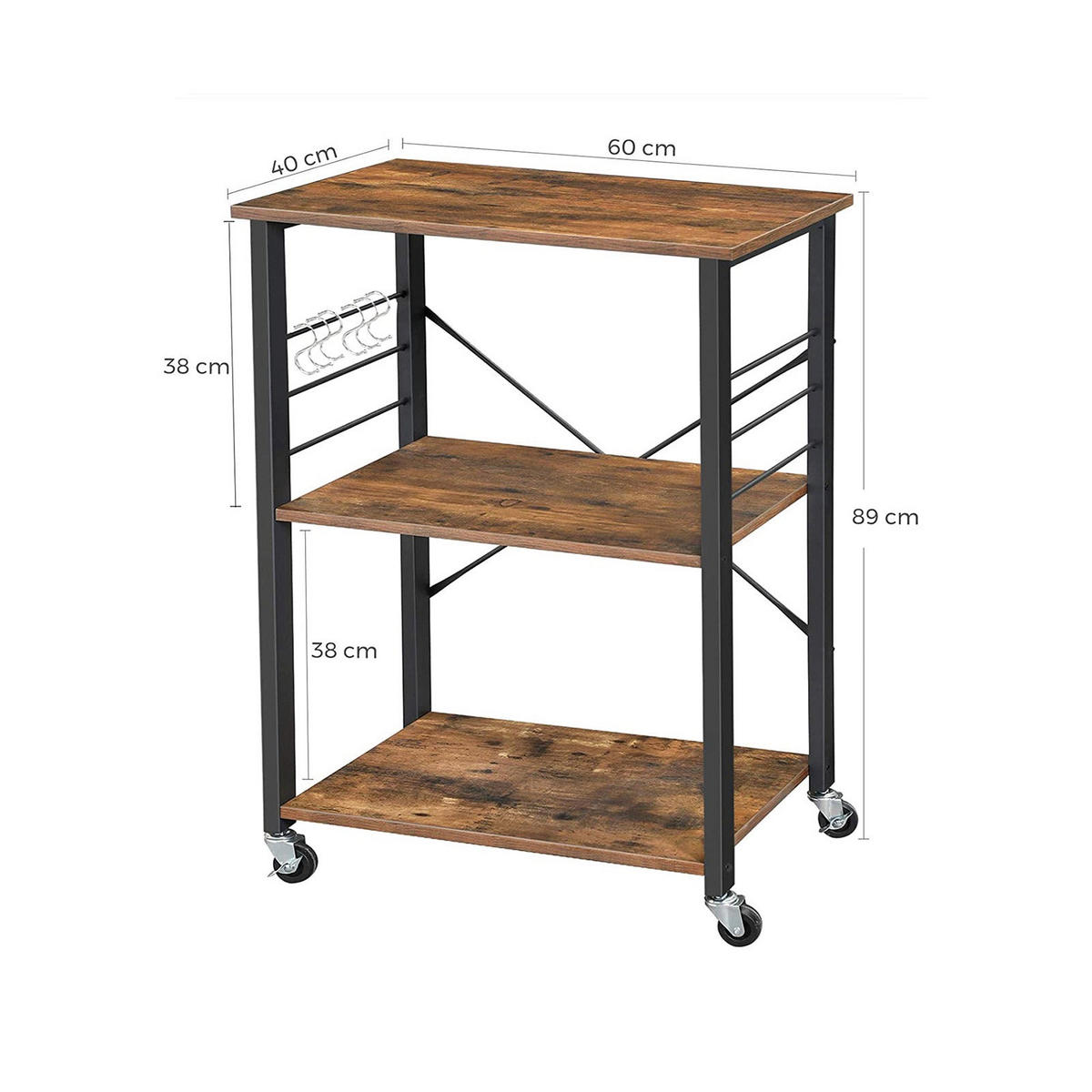 SERVIERWAGEN KÜCHENWAGEN - Braun, Holzwerkstoff (40/89/60cm) - Hansiro