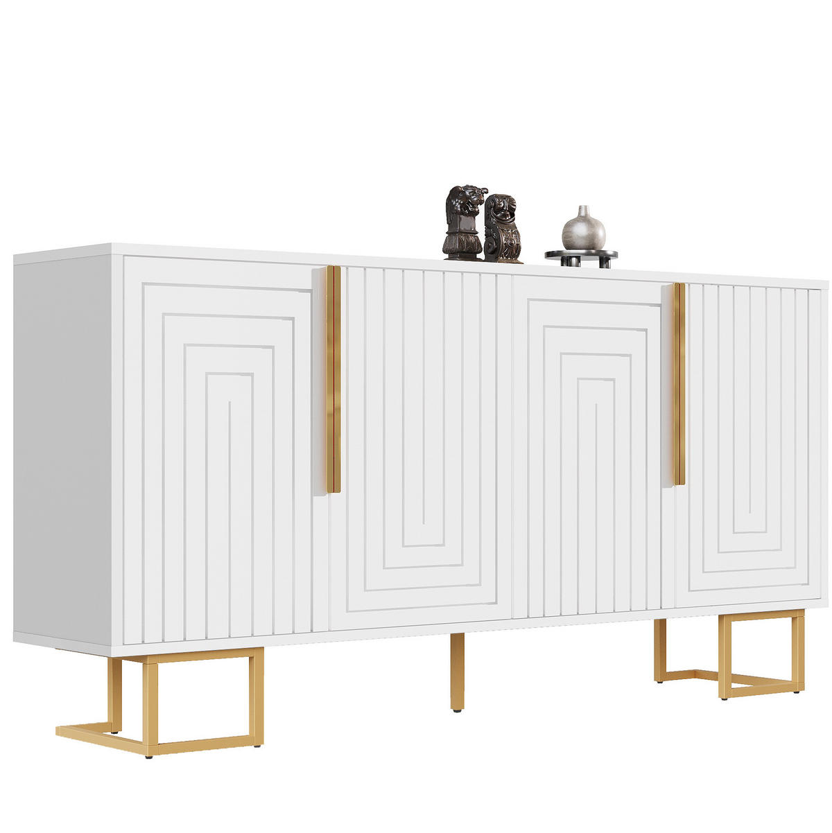 SIDEBOARD 152/40/75 cm mit 2 Türen, 4 Fächern und Kippschutz, MDF, Weiß - Weiß, Holzwerkstoff (152/75/40cm) - Redom