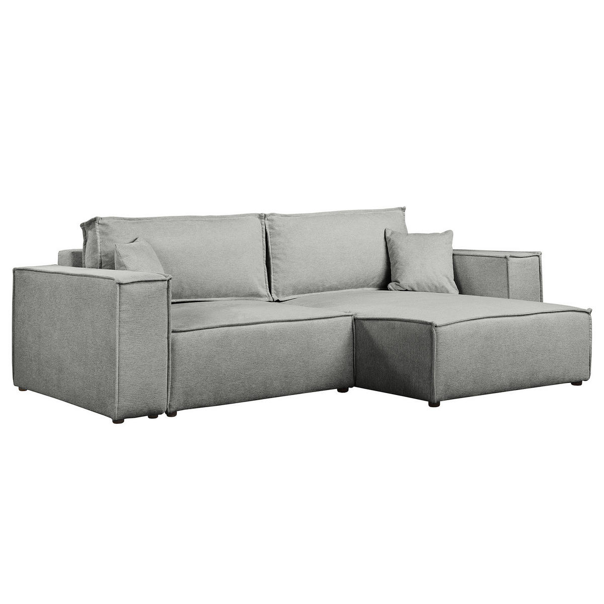 ECKSOFA mit Schlaffunktion - 255 cm - Dunkelgrau/Schwarz, Kunststoff/Textil (255/148cm) - home24