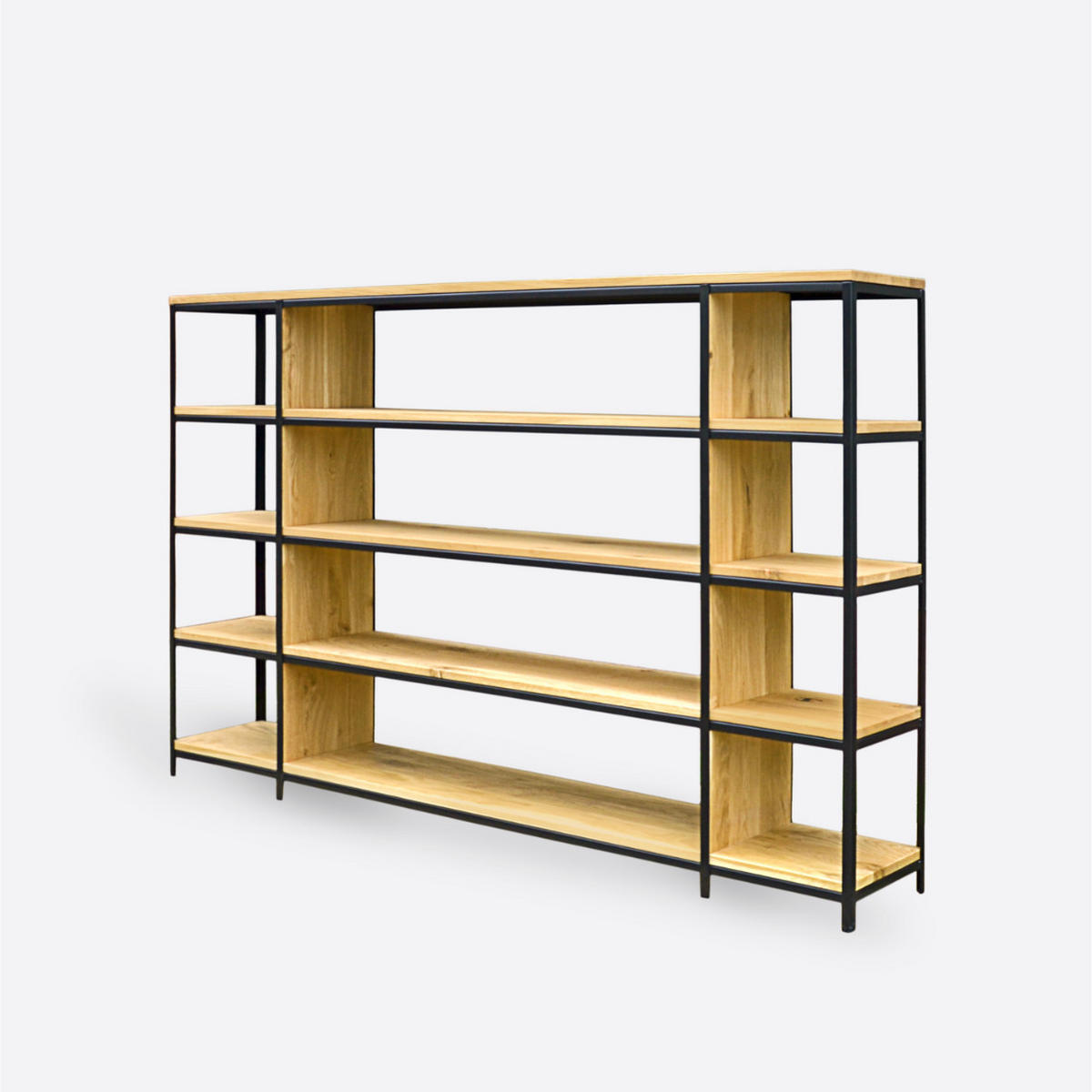 BÜCHERREGAL aus Eiche im industriellen Stil zum Wohnzimmer Büro HUGON I - Eichefarben, Holz (200/126/30cm) - Rawood Furniture