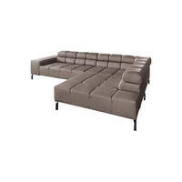 ECKSOFA NELSON Dunkelbraun Leder - Dunkelbraun/Schwarz, Leder/Metall (321/216cm) - KAWOLA