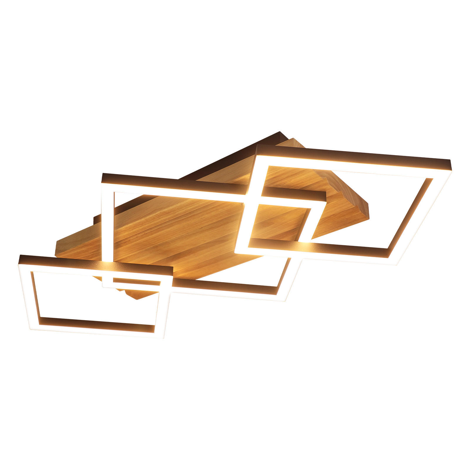 LED DECKENLEUCHTE Dravon 57/31/8.8 cm - Schwarz/Braun, Holz/Metall (57/31/8.8cm) - ZMH