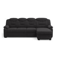 ECKSOFA mit Schlaffunktion – weiches Chenille-Gewebe - Schwarz Hochglanz/Anthrazit, Holz/Kunststoff (162/257cm) - Cotta