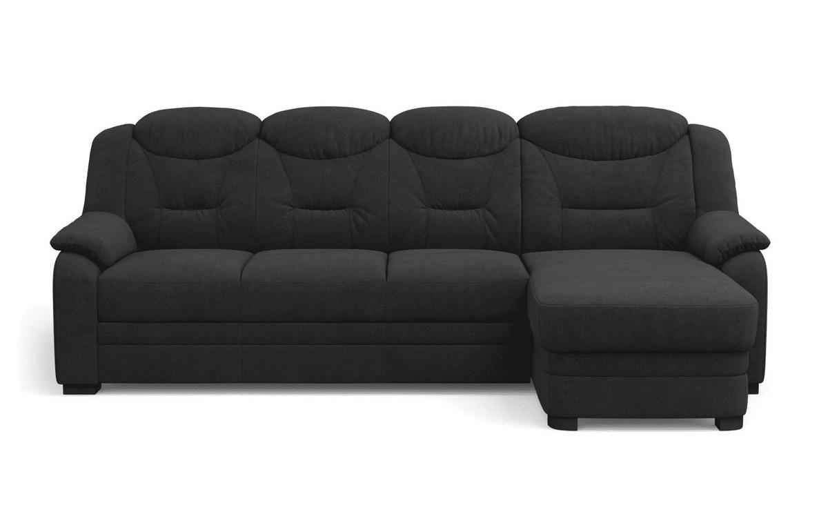 ECKSOFA mit Schlaffunktion – weiches Chenille-Gewebe - Schwarz Hochglanz/Anthrazit, Holz/Kunststoff (162/257cm) - Cotta