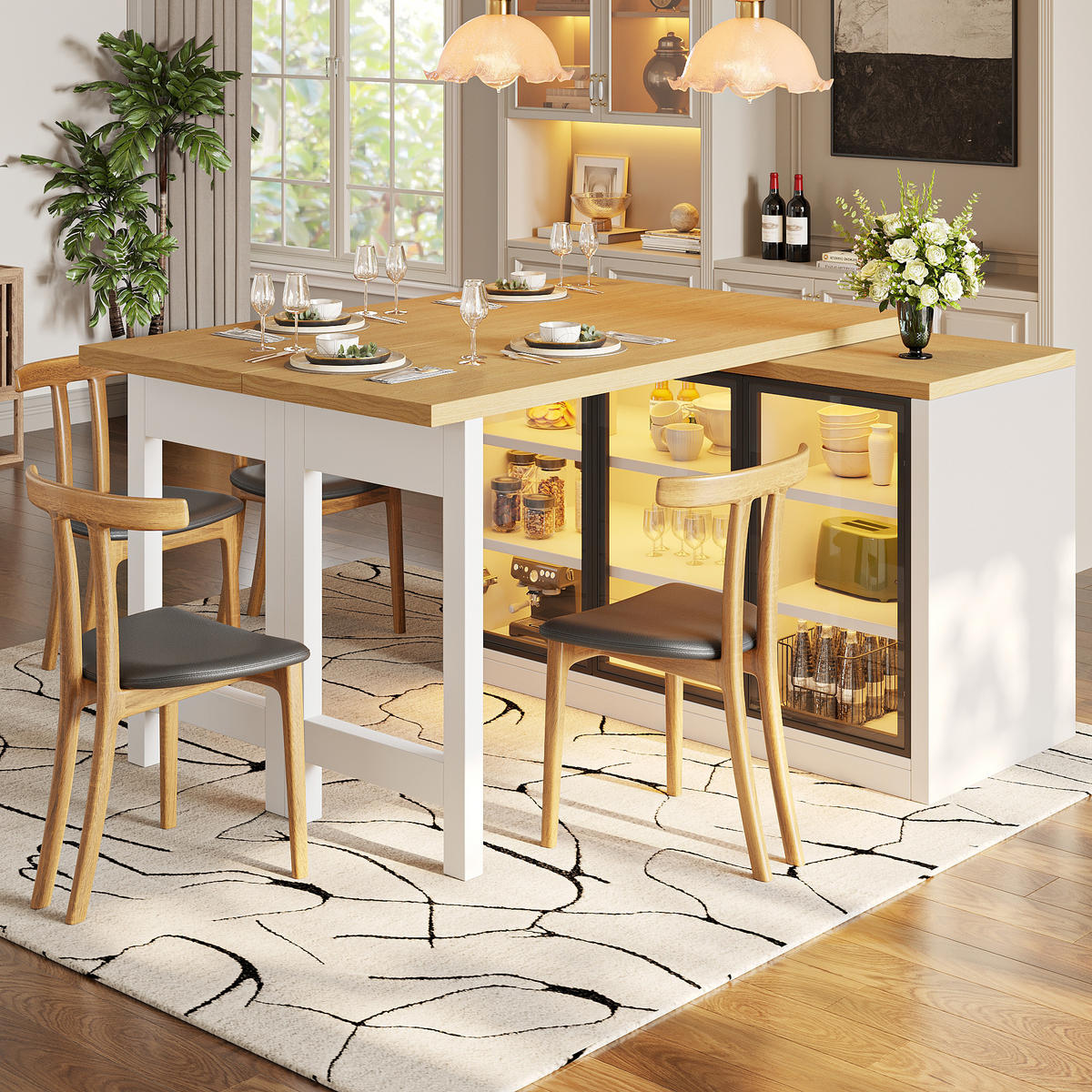 KÜCHENINSEL 360° Drehbar LED Stauraum Weiß - Weiß, Glas (120/72/40cm) - FLIEKS