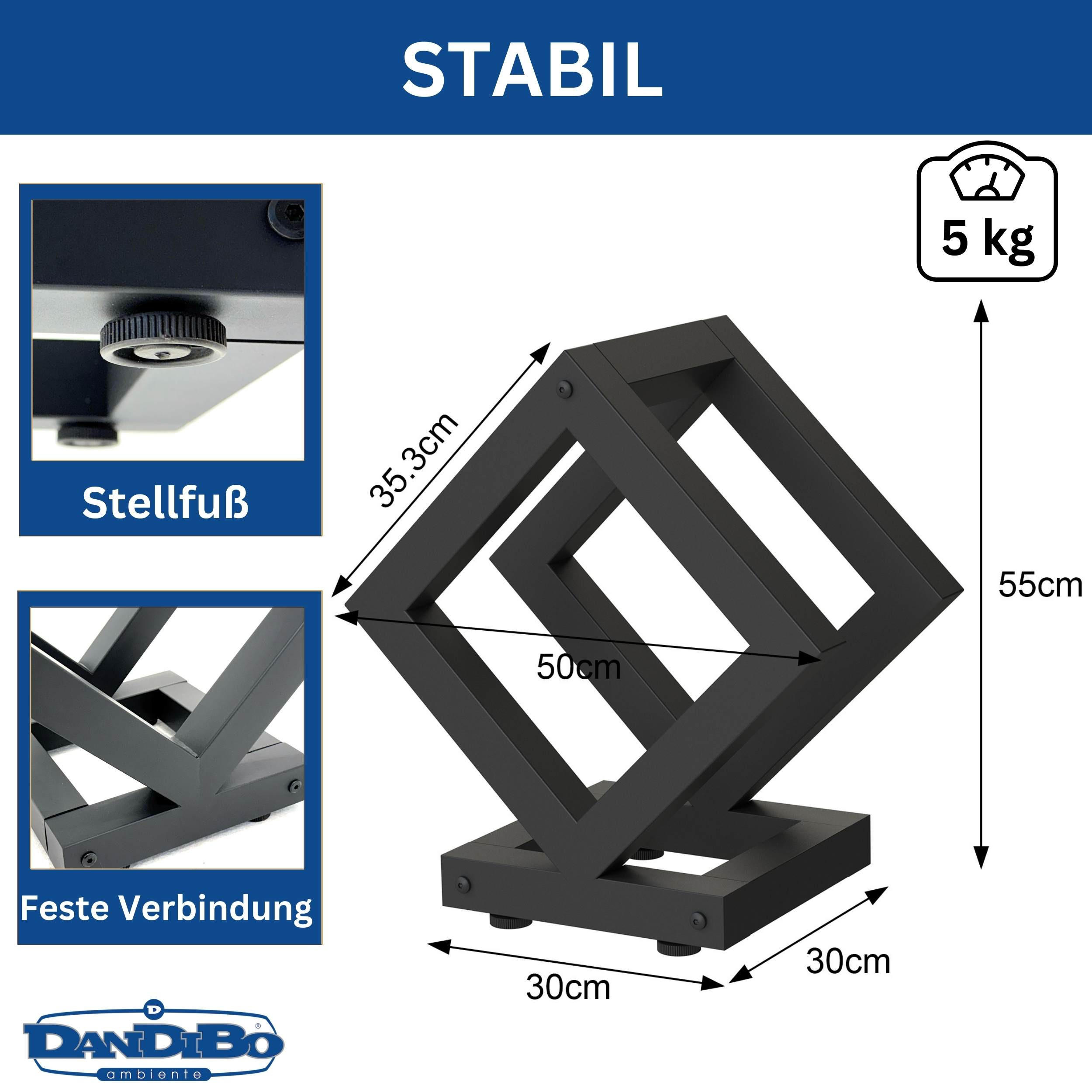 KAMINHOLZREGAL für Innen Metall Schwarz Würfel - Schwarz, Metall (50/55/30cm) - DanDiBo