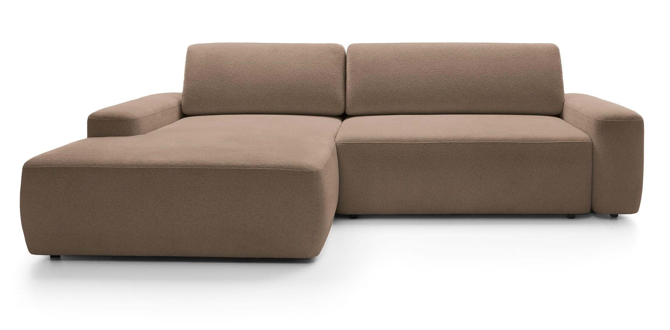 ECKCOUCH mit Schlaffunktion Orea M, 265 cm, Bettkasten, Links, Dunkelbraun - Dunkelbraun, Holz (264/162cm) - Emporius