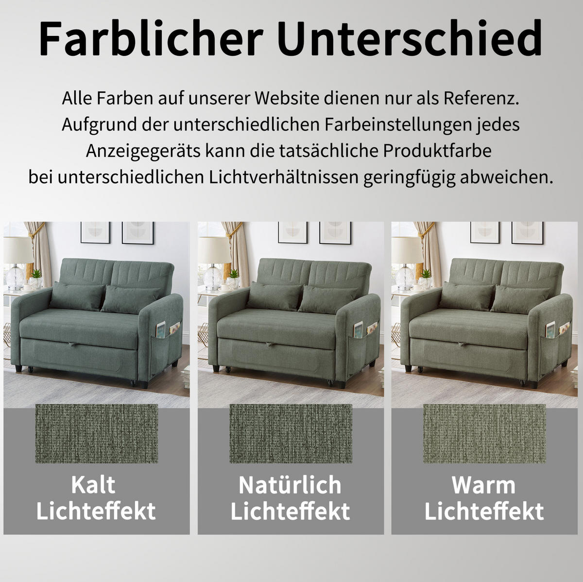 SOFABETT Baumwoll-Leinen mit ausziehbarer Schlaffunktion Olivgrün 114/77/82,5 cm - Olivgrün, Textil (77/82.5/114cm) - Redom