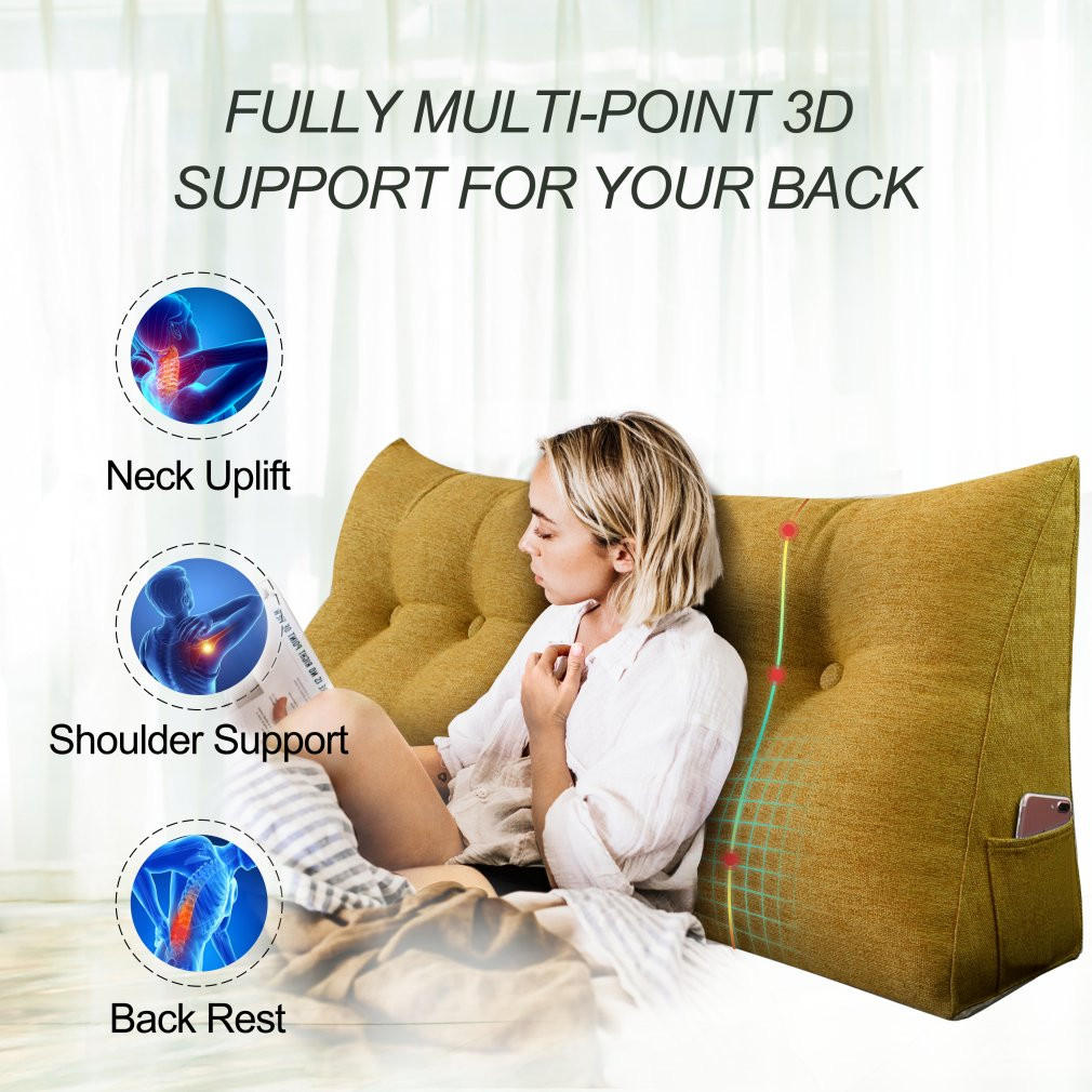 KEILKISSEN für Bett Leinenlook Gelb 80 cm - Gelb, Textil (50/80cm) - Vercart