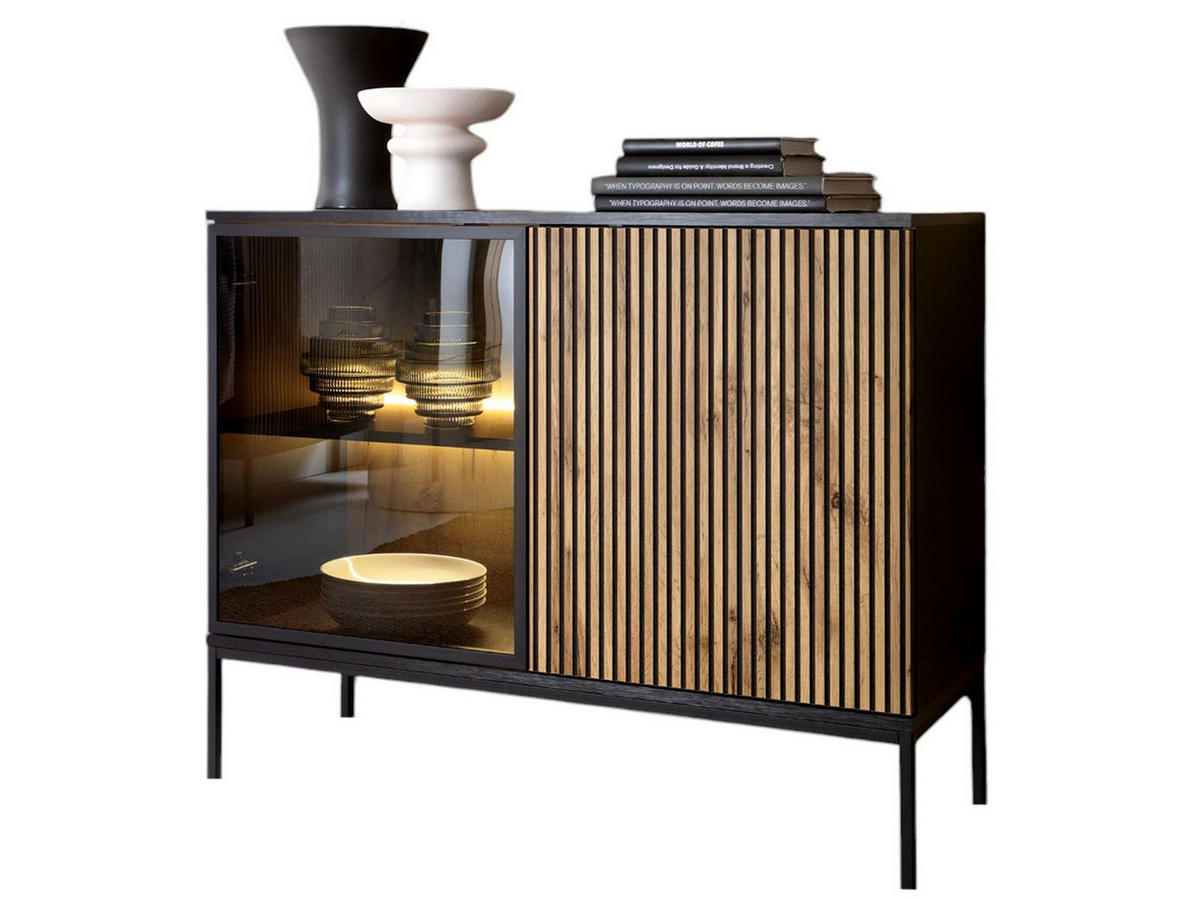 SIDEBOARD mit Fronten gefräst LINO Eiche wotan - Eiche Wotan, Holzwerkstoff (104/83/39cm) - Compleo24