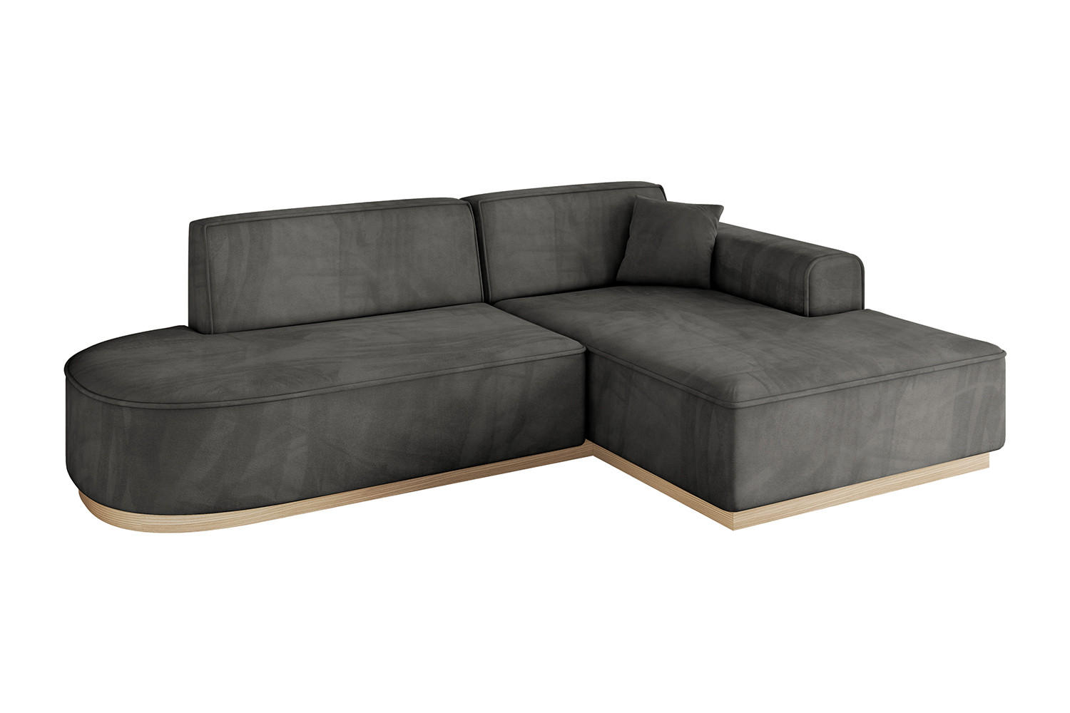 ECKSOFA Ottomane Rechts IREA-L1 - 232x165x80 cm Ecru - Anthrazit, Holzwerkstoff/Textil (232/165cm) - ALTDECOR