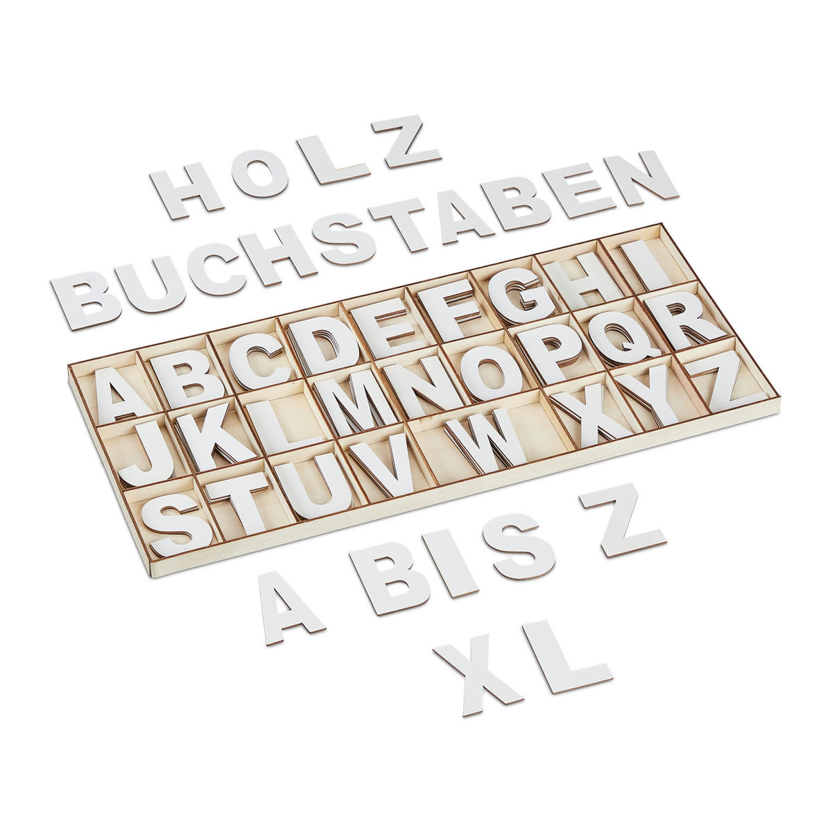 104-TLG.HOLZBUCHSTABEN-SET - Multicolor, Holz (41/1.5/17.5cm) - Relaxdays