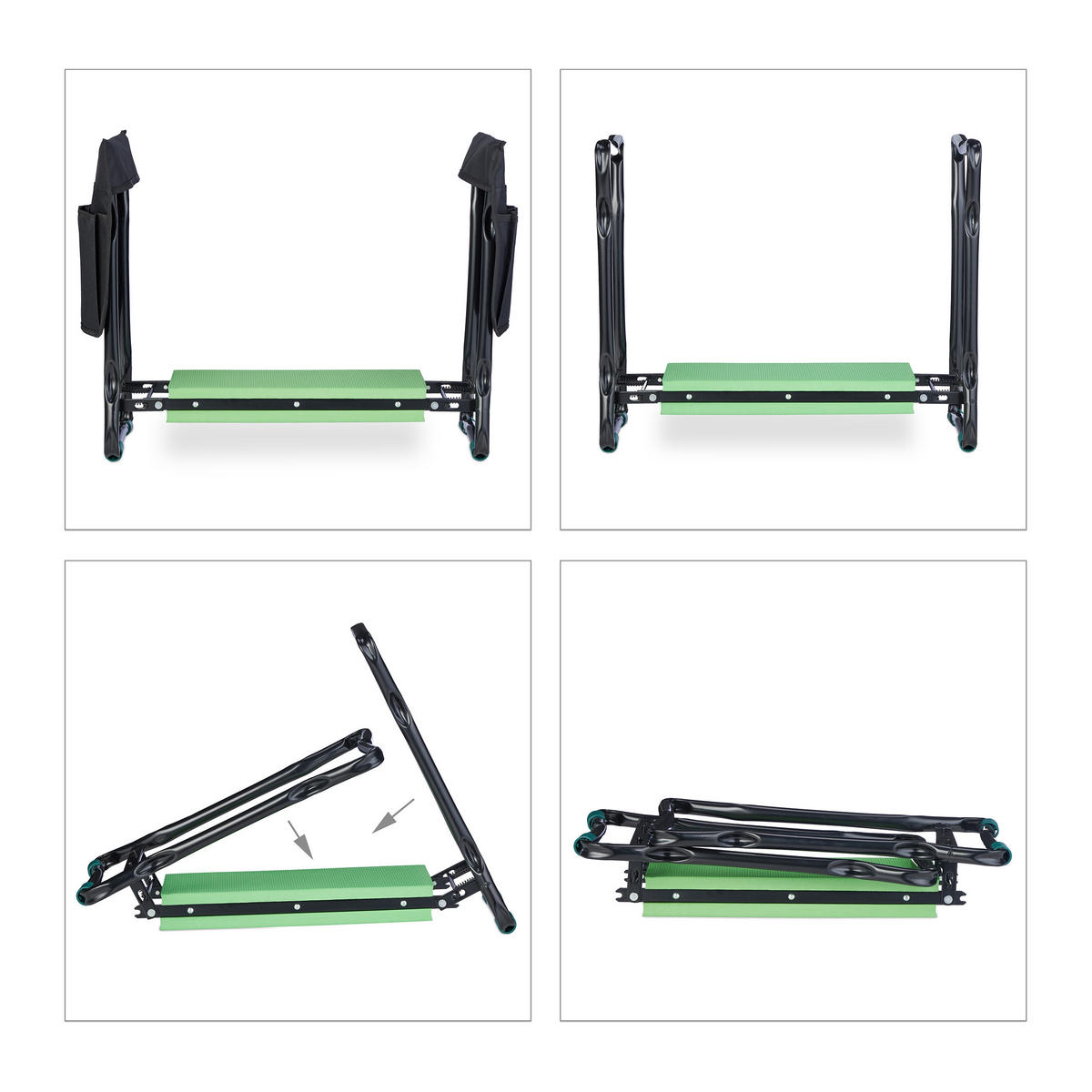 KNIEBANK - Schwarz, Textil/Metall (65/51/32cm) - Relaxdays