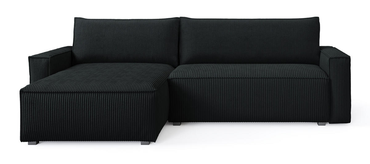 ROHOVÁ SEDAČKA BESMIR černá - šedá/černá, dřevo/textil (275/148cm) - MASSENO