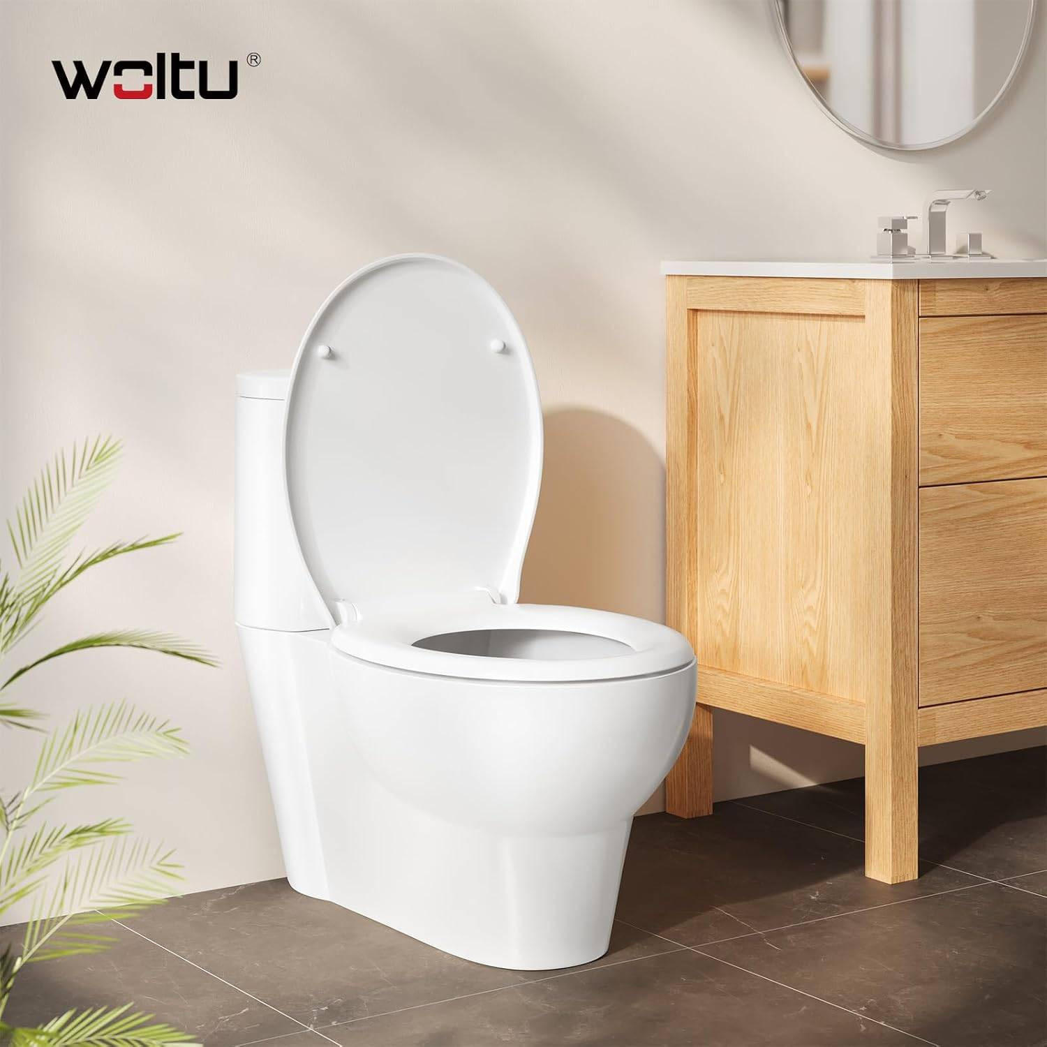 WC SITZ mit Absenkautomatik, Antibakteriell Oval - Weiß, Kunststoff (37/2.51/45cm) - Woltu