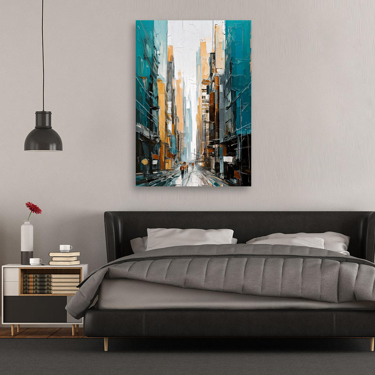 LEINWANDBILD Abstraktion 80x120cm - Türkis, Textil (80/120cm) - Feeby