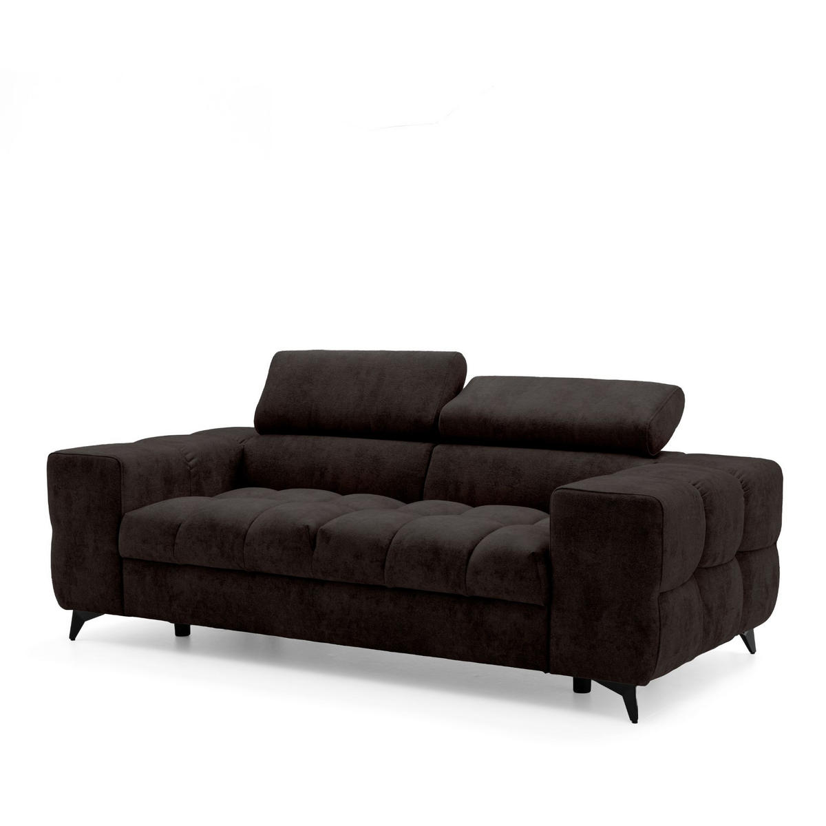 2-SITZER Sofa PUDDING 209 cm Velours Dunkelbraun - Dunkelbraun/Schwarz, Holz/Textil (209/93/100cm) - Muffo