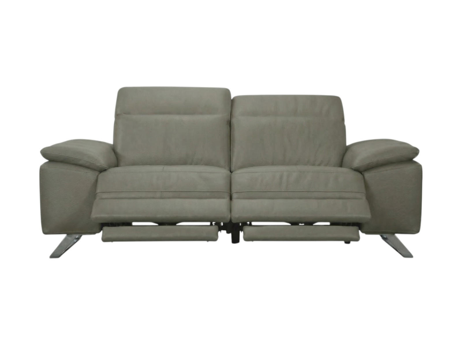 3-SITZER Sofa Genius Echtleder mit 2 x Relaxfunktion Greige - Greige, Leder/Metall (220/80/104cm)