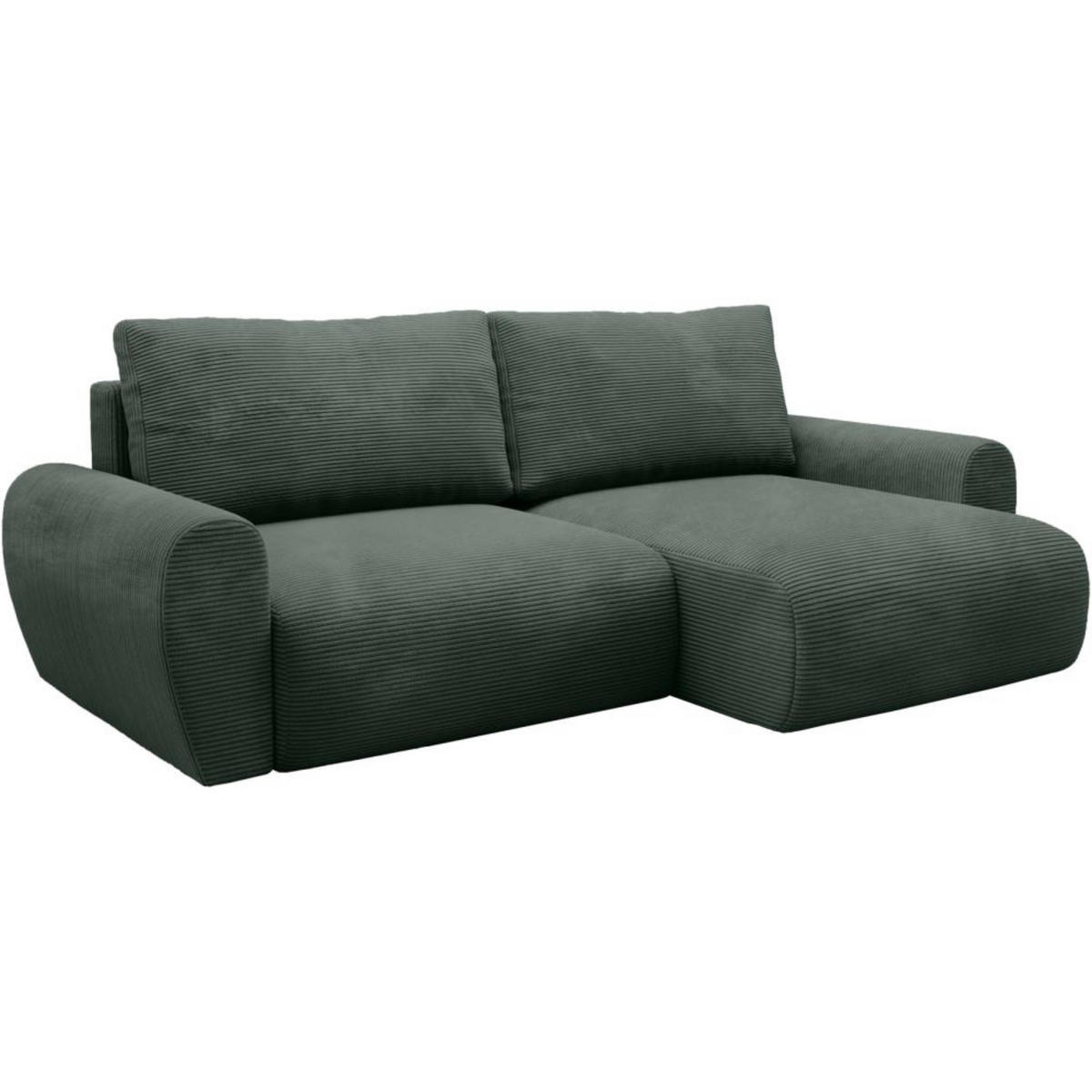 ECKSCHLAFSOFA Poss L grün rechts - Grün, Textil (253/153cm) - Beautysofa