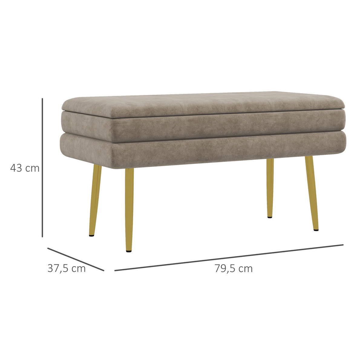 SITZBANK mit Stauraum, Beige - Beige, Kunststoff (37.5/43/79.5cm) - HOMCOM