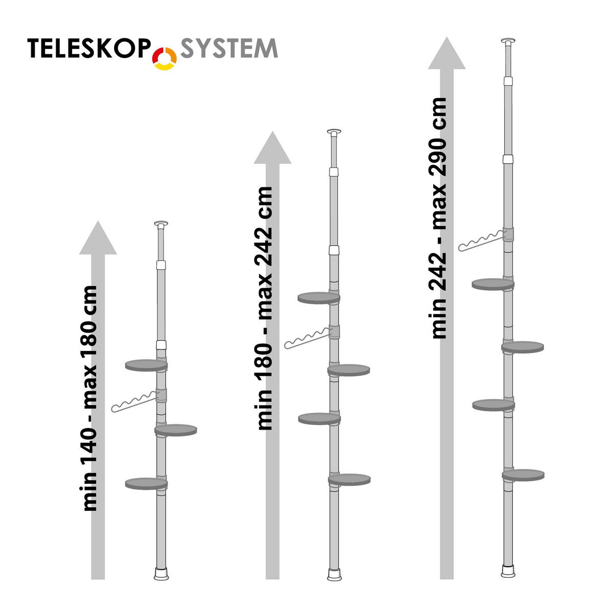 TELESKOP-BLUMENSÄULE mit 4 Bambusablagen, weiß - Weiß, Metall (53/290/20cm) - bremermann