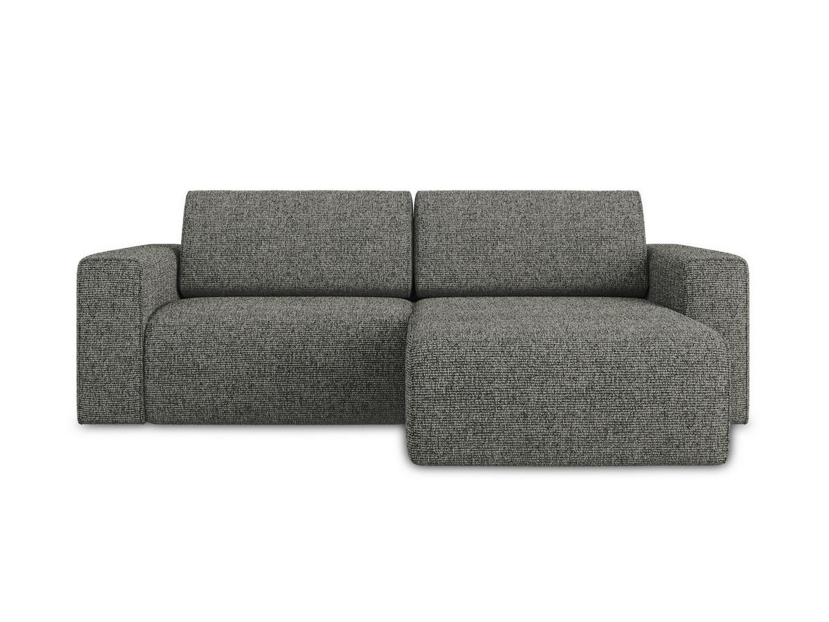 ECKSOFA Rechts Strukturstoff Stoff Grau - Dunkelgrau/Schwarz, Kunststoff/Textil (224/167cm) - Makamii