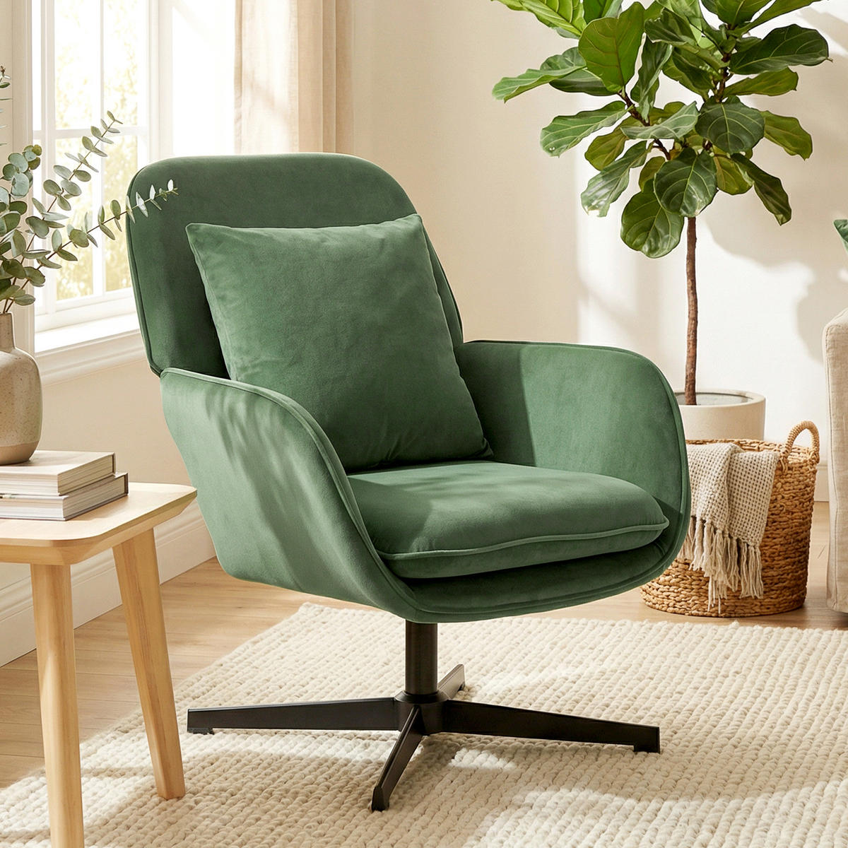 DREHSTUHL Grun 1 Stück - Grün, Naturmaterialien (73/85/83.5cm) - GiPP