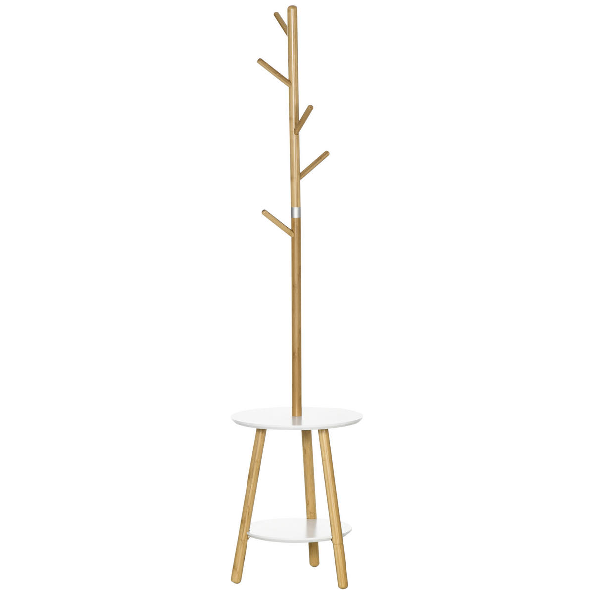 GARDEROBENSTÄNDER DE-17165 5 Haken & 2 Ablagen Natur - Naturfarben, Naturmaterialien (39.5/171/39.5cm) - ComfortXL